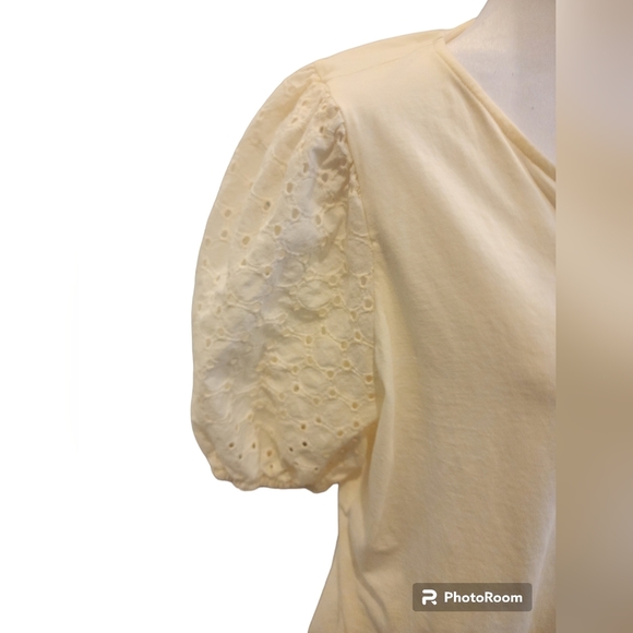 ALFANI Puff Sleeve Cream Top XL - Picture 2 of 4